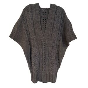 Vince Cable Knit Hooded Wool Alpaca Sweater Women's XS‎ Gray Chunky Boho Hippie